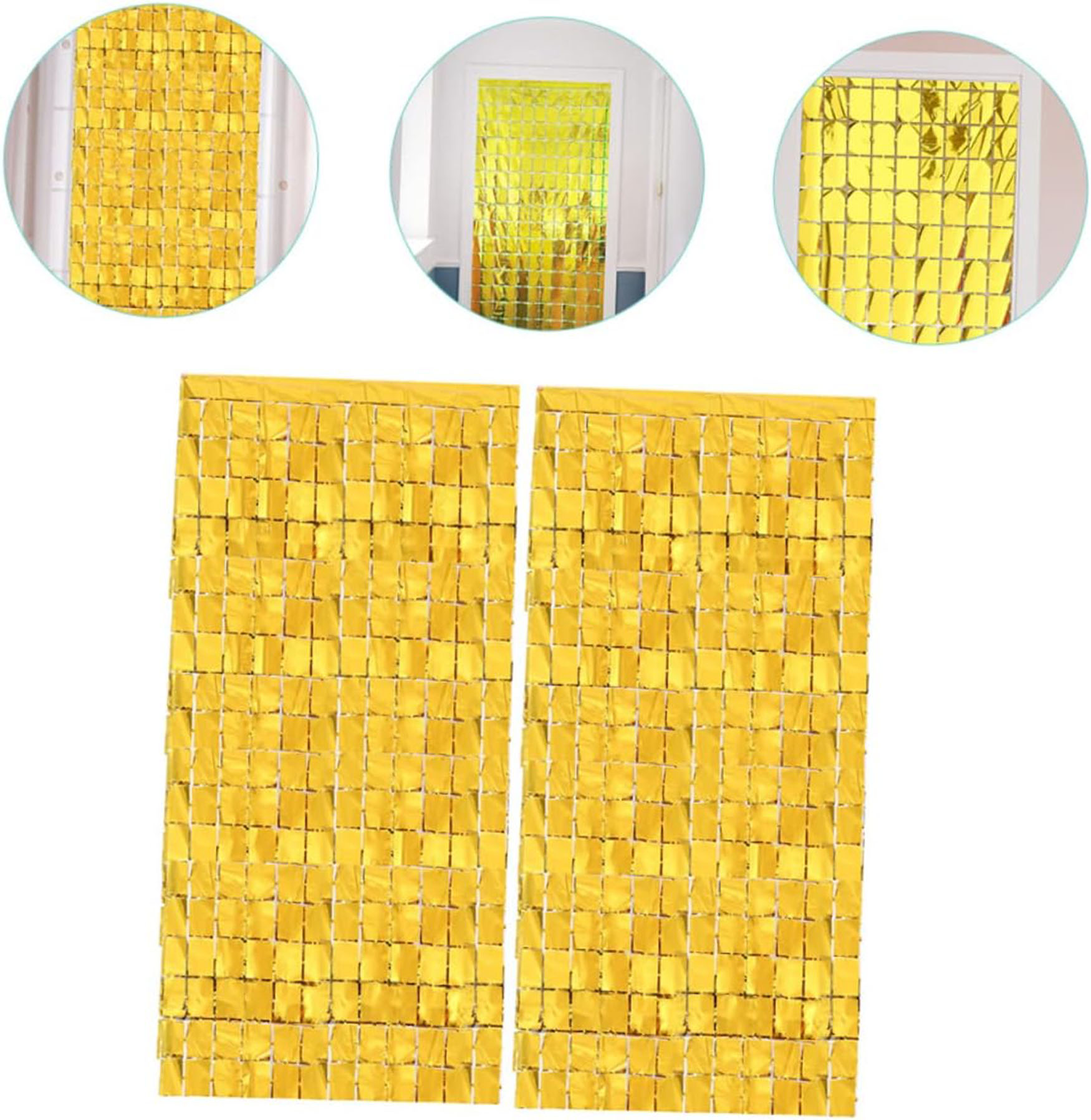 Ekstra Metalize Altın Renk Disko Dikdörtgen Kesim Kapı Perdesi Dekorasyon 1x2 Metre (4812) Ekstra Metalize Altın Renk Disko Dikdörtgen Kesim Kapı Perdesi Dekorasyon 1x2 Metre (4812)