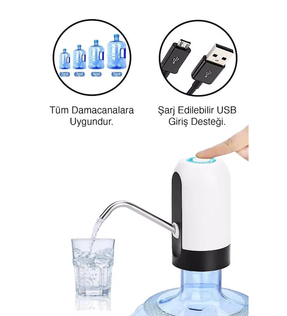 Elektrikli Şarjlı Damacana Su Pompası (4812)