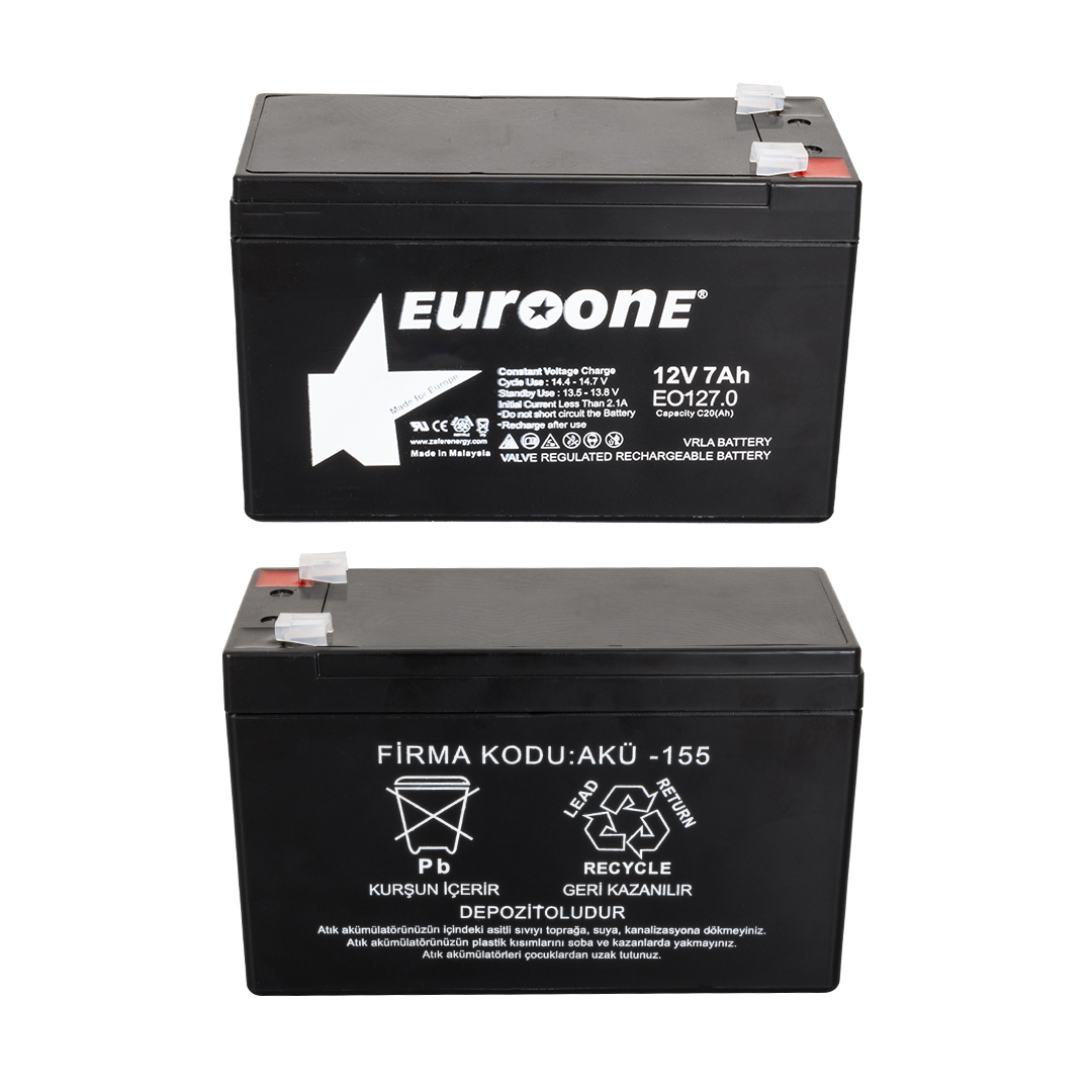 EUROONE EO127.0 12 VOLT - 7 AMPER AKÜ (150 X 65 X 90 MM) (4812)