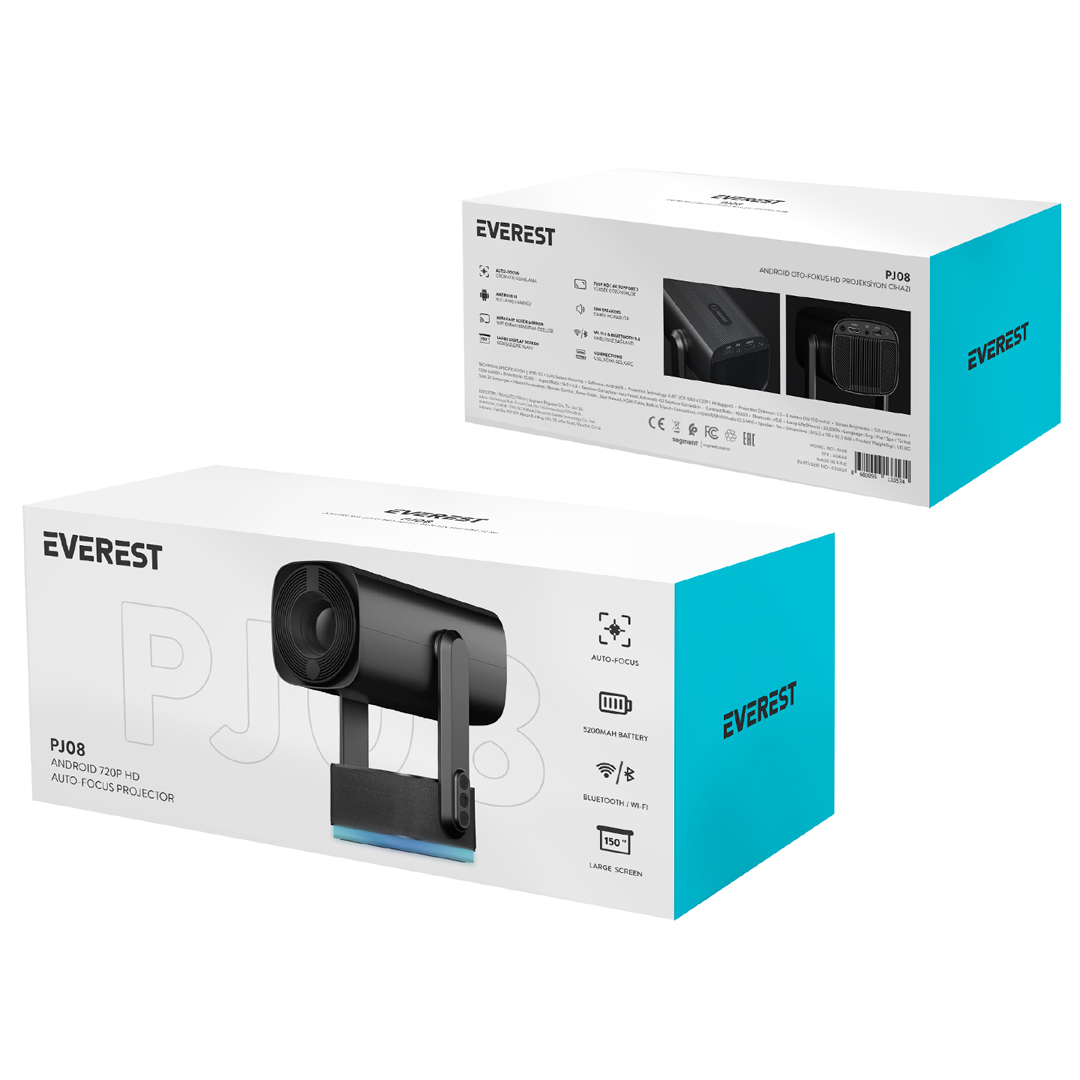 EVEREST PJ08 6100 LUMEN ANDROID 11 EKRAN YANSITMALI 1280X720P 4K RAINBOW PROJEKSİYON CİHAZI (4812) EVEREST PJ08 6100 LUMEN ANDROID 11 EKRAN YANSITMALI 1280X720P 4K RAINBOW PROJEKSİYON CİHAZI (4812)