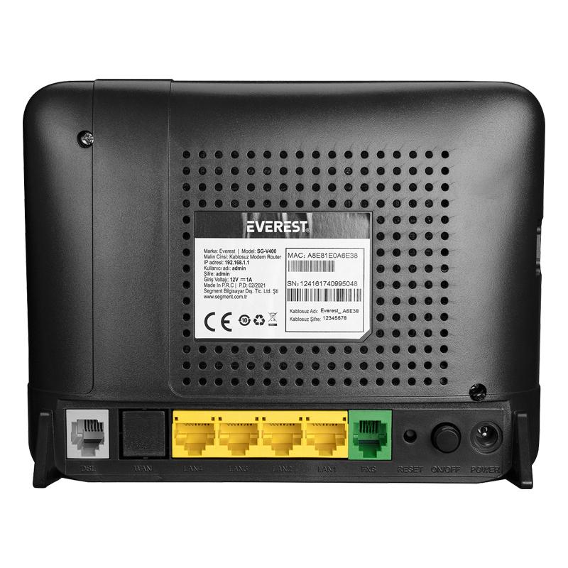 EVEREST SG-V400 2.4GHZ 300 MBPS KABLOSUZ VDSL/ADSL2+ VOIP MODEM ROUTER (4812)