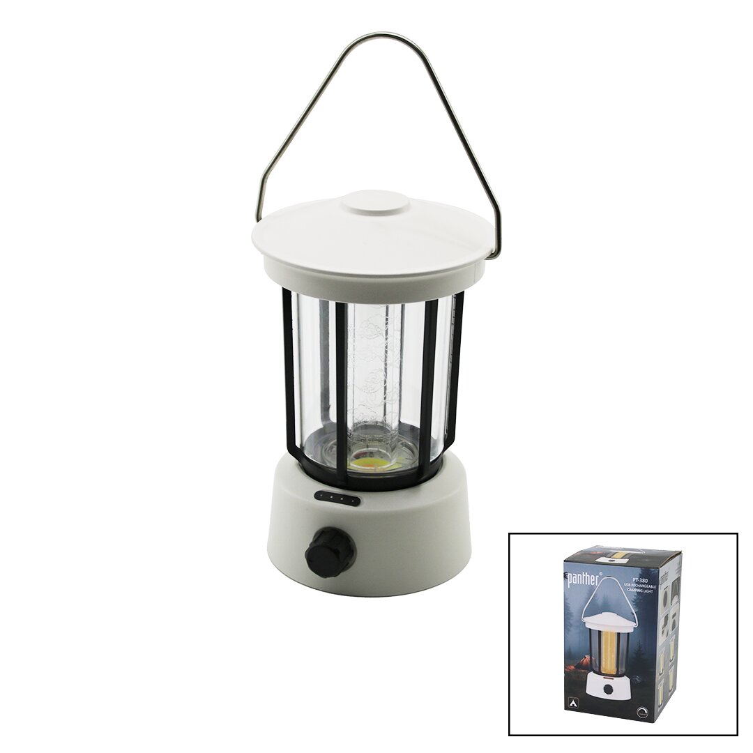 FANUS KAMP LAMBASI EL FENERİ USB ŞARJLI POWERBANK 5W COB LED 800LUMEN IŞIK AYARI GÜN IŞIK - BEYAZ PT-380 (4812)
