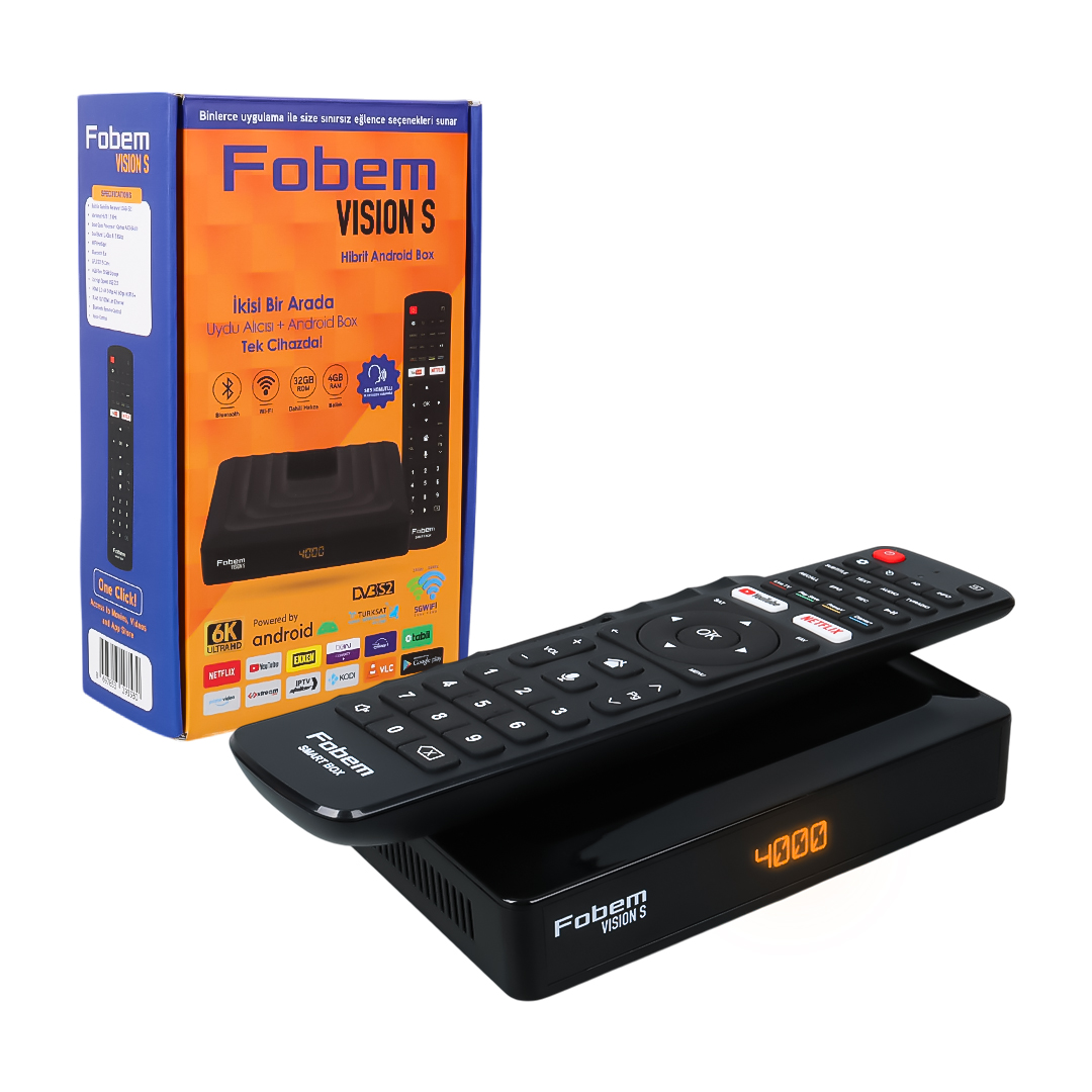 FOBEM VISION S HİBRİT 4GB RAM 32GB HDD 1.5GHZ SES KOMUTLU UYDU ALICILI ANDROID TV BOX (TUNERLİ) (4812) FOBEM VISION S HİBRİT 4GB RAM 32GB HDD 1.5GHZ SES KOMUTLU UYDU ALICILI ANDROID TV BOX (TUNERLİ) (4812)