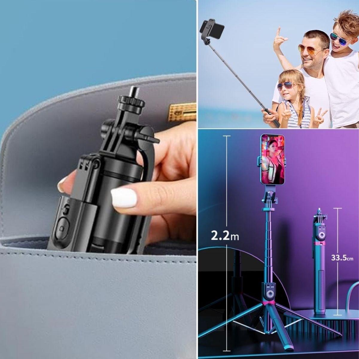 Fotoğraf Makinası ve Telefon Takılabilen 2si 1 Arada 2.2m Uzayan Selfie Çubuğu Kumandalı Tripod (4812) Fotoğraf Makinası ve Telefon Takılabilen 2si 1 Arada 2.2m Uzayan Selfie Çubuğu Kumandalı Tripod (4812)