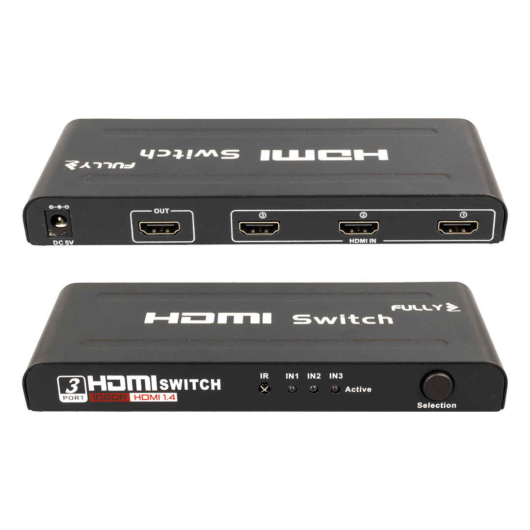 FULLY G-538H 3 GİRİŞ 1 ÇIKIŞ HDMI SWITCHER TOPLAYICI METAL KASA ADAPTÖRLÜ (4812)