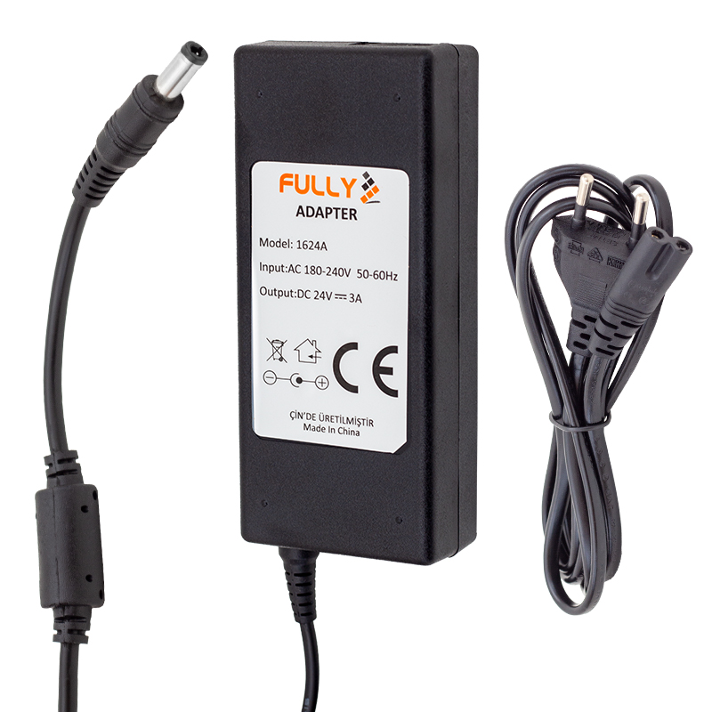 FULLY O-1624A 24 VOLT - 3 AMPER PLASTİK KASA MASAÜSTÜ ADAPTÖR 5.5*2.5 UÇ (4812) FULLY O-1624A 24 VOLT - 3 AMPER PLASTİK KASA MASAÜSTÜ ADAPTÖR 5.5*2.5 UÇ (4812)