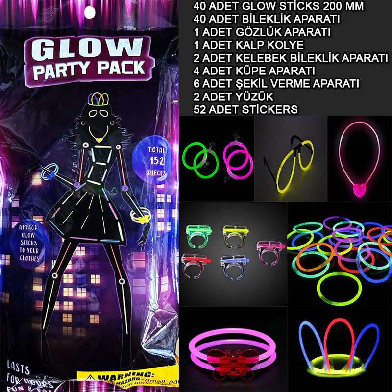 Glow Parti Seti 152 Parçalık Lüks Glow Kostüm Seti (4812)