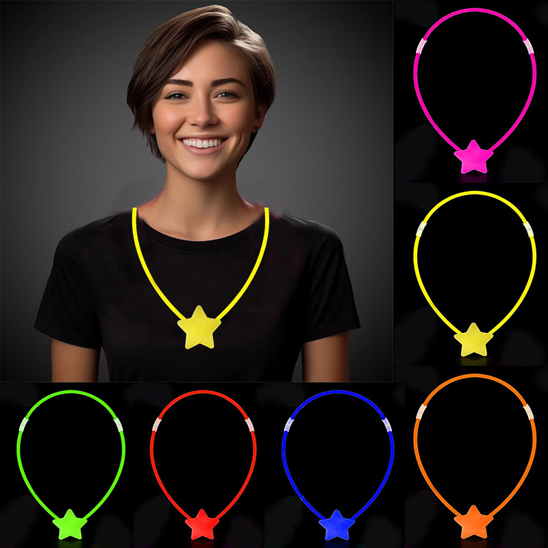 Glow Stick Yıldız Kolye - Glow Kolye - Glow Stick Partisi Yıldız Kolye 6 Adet (4812)