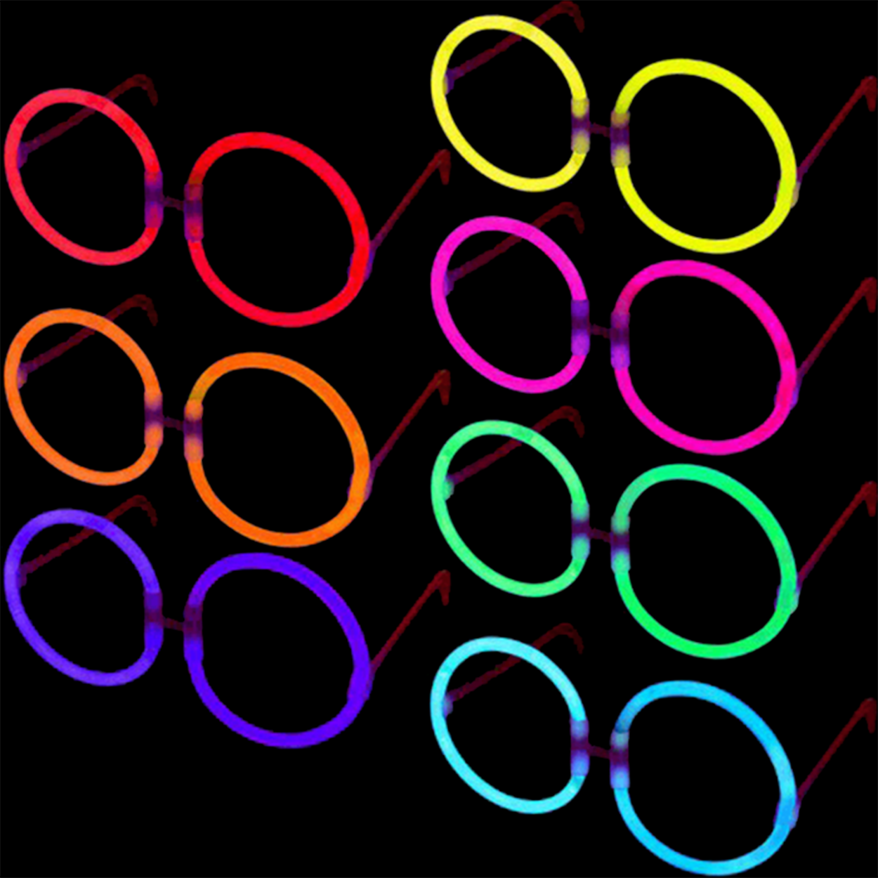 Glow Stick Yuvarlak Gözlük - Glow Partisi Gözlükleri - Glow Stick Gözlük 12 Adet (4812)
