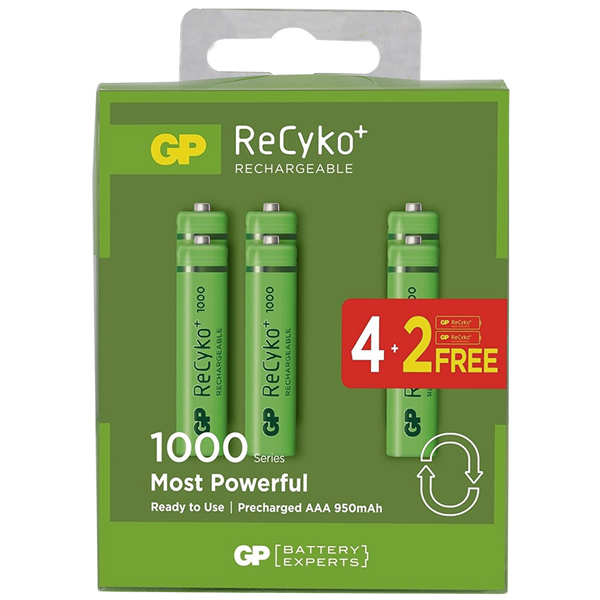 GP RECYKO 950 MAH AAA İNCE 4+2 6LI ŞARJLI PİL PAKET FİYATI (4812)