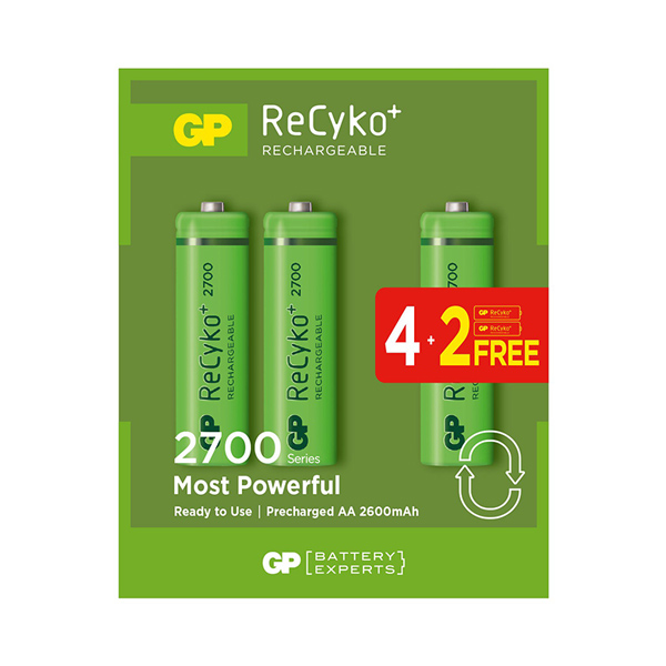 GP RECYKO 2600 MAH AA KALEM 6LI ŞARJLI PİL 4+2 PAKET FİYATI (4812)