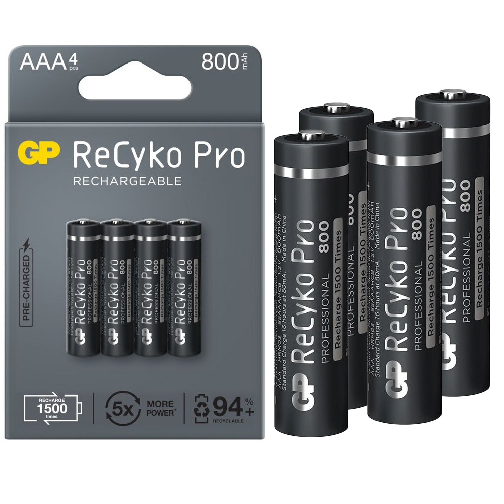 GP RECYKO PRO İNCE AAA 800 MAH ŞARJLI 4LÜ PİL GP85AAAHCB-2EB4 (GPRHCH83B205) (4812)