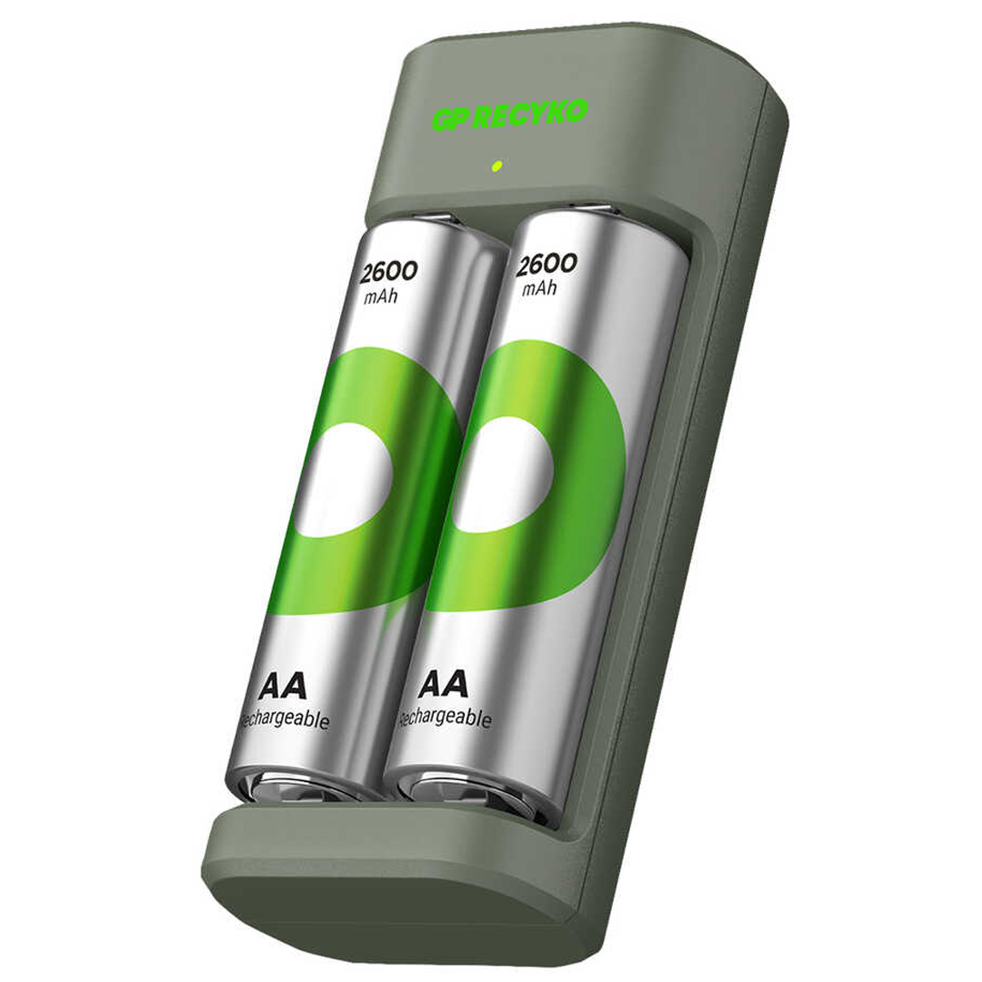 GP RECYKO E221 2 X 2600 MAH R6 AA PİLLİ PİL ŞARJ CİHAZI (GP-E221/270AHCER21-2GTLB2) (4812)
