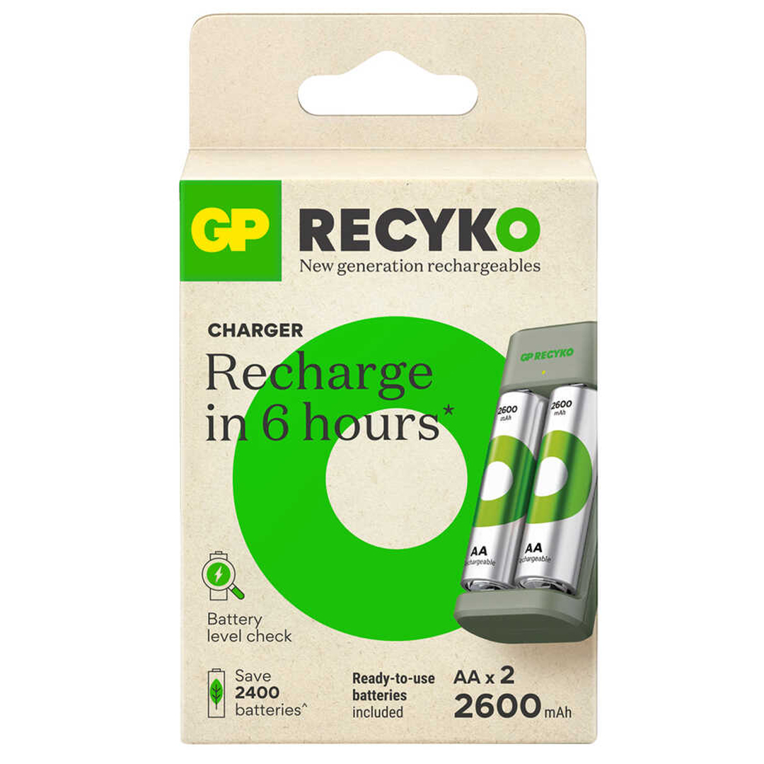 GP RECYKO E221 2 X 2600 MAH R6 AA PİLLİ PİL ŞARJ CİHAZI (GP-E221/270AHCER21-2GTLB2) (4812)
