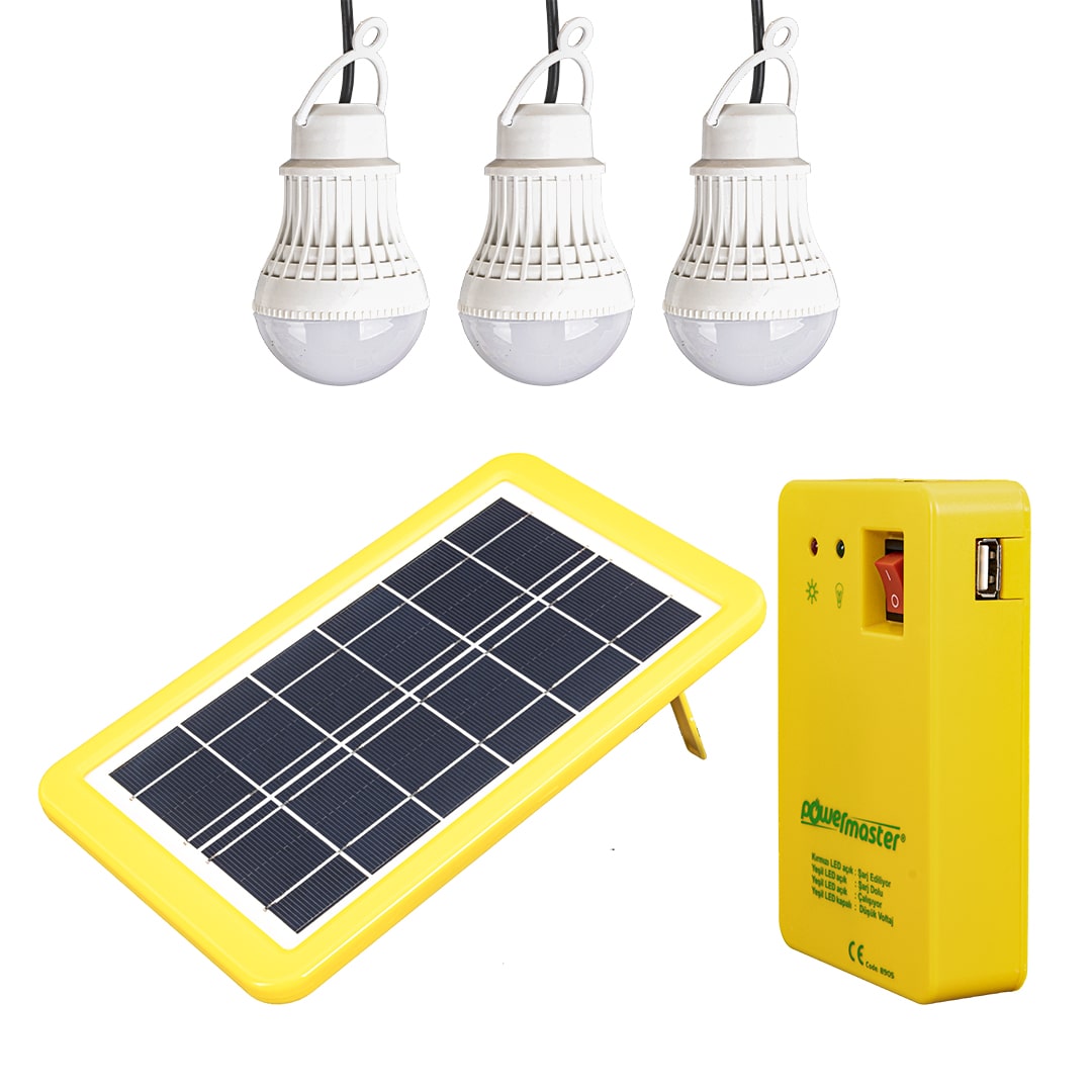 GÜNEŞ PANELLİ 3 LAMBALI POWERBANK ÖZELLİKLİ ÇOK AMAÇLI ŞARJLI SOLAR AYDINLATMA (4812)
