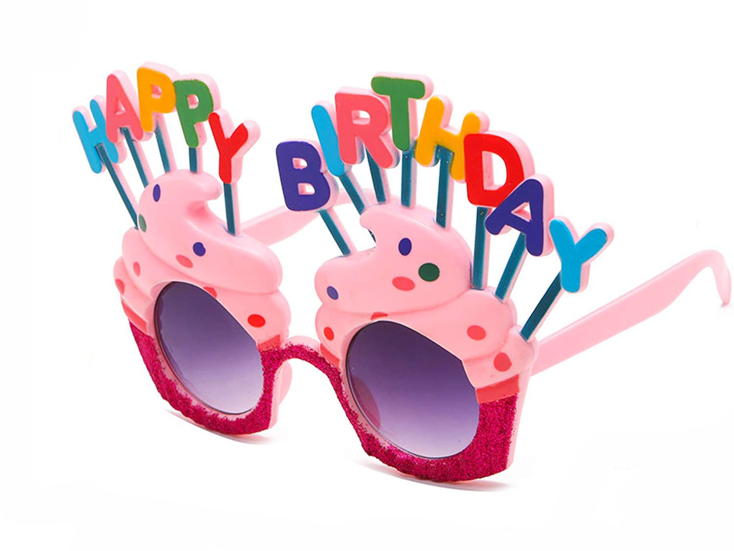 Happy Birthday Yazılı Pembe Fuşya Renk Parti Gözlüğü 12x7 cm (4812)