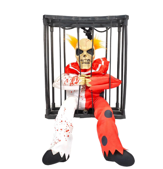 Hareketli Sesli Sensörlü Mahkum Joker İskelet Dekorasyon 22x27 cm (4812)
