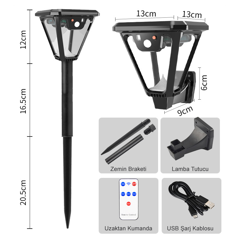 HS-V83 SOLAR SENSÖRLÜ 100 SMD LEDLİ 3 MODLU BAHÇE VE DUVAR LAMBASI (4812)