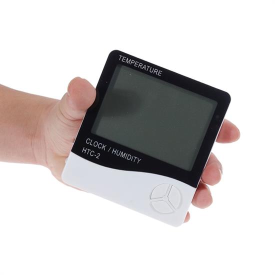 İç ve Dış Ortam Sıcaklığını Ölçebilen LCD Ekran Saat Göstergeli Alarmlı Nem Ölçer Termometre (4812)