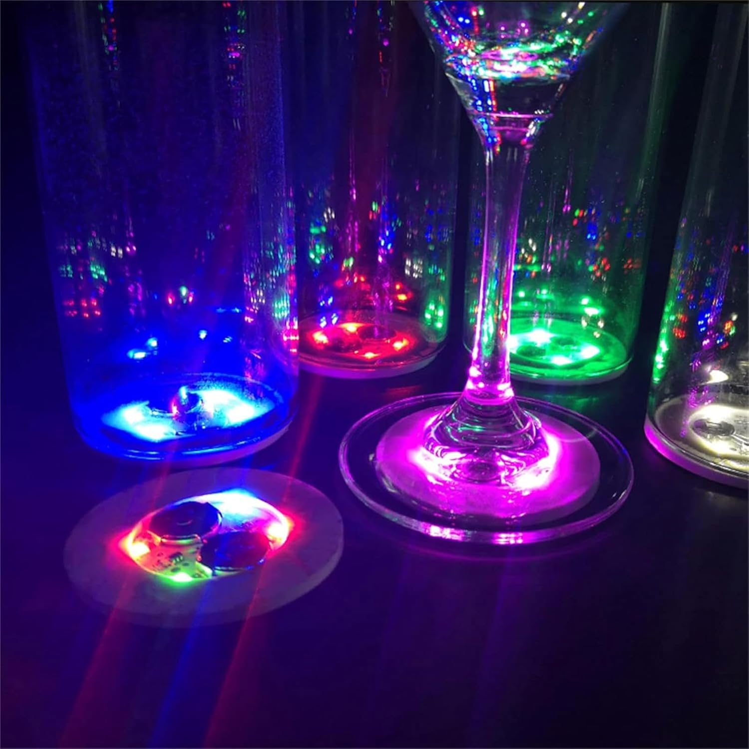 Işıklı Yapışkanlı Bardak Altı Aparatı Ledli 3 Fonksiyonlu 6 cm Çap (4812)