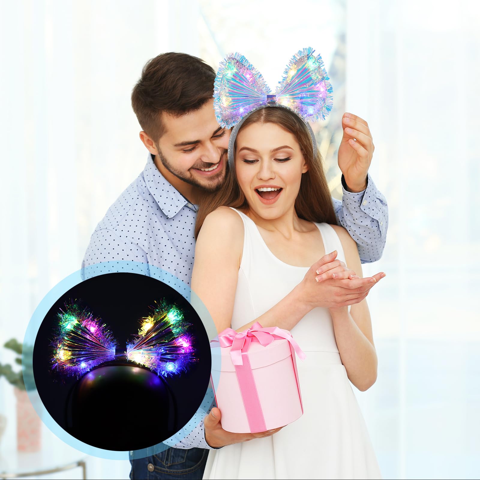 Işıltılı Fiber Fiyonk Gece Tacı Işıklı Ledli Eğlence Tacı 1 Adet 20x21 cm (4812)