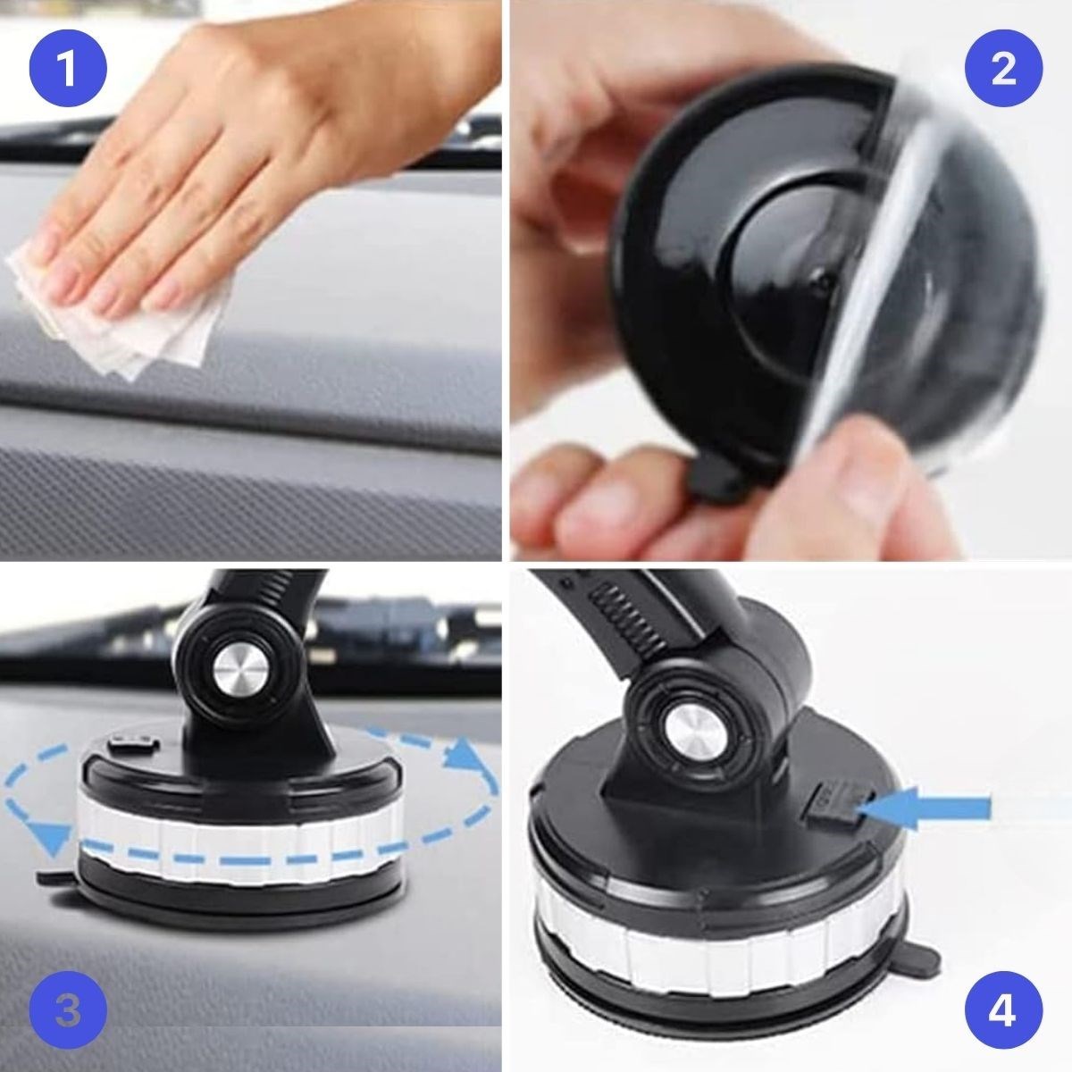Jel Vantuzlu Cama Takılabilen Güçlü 360 Derece Dönebilen Ayarlanabilir Araç Içi Vantuzlu Telefon Tutucu (4812)