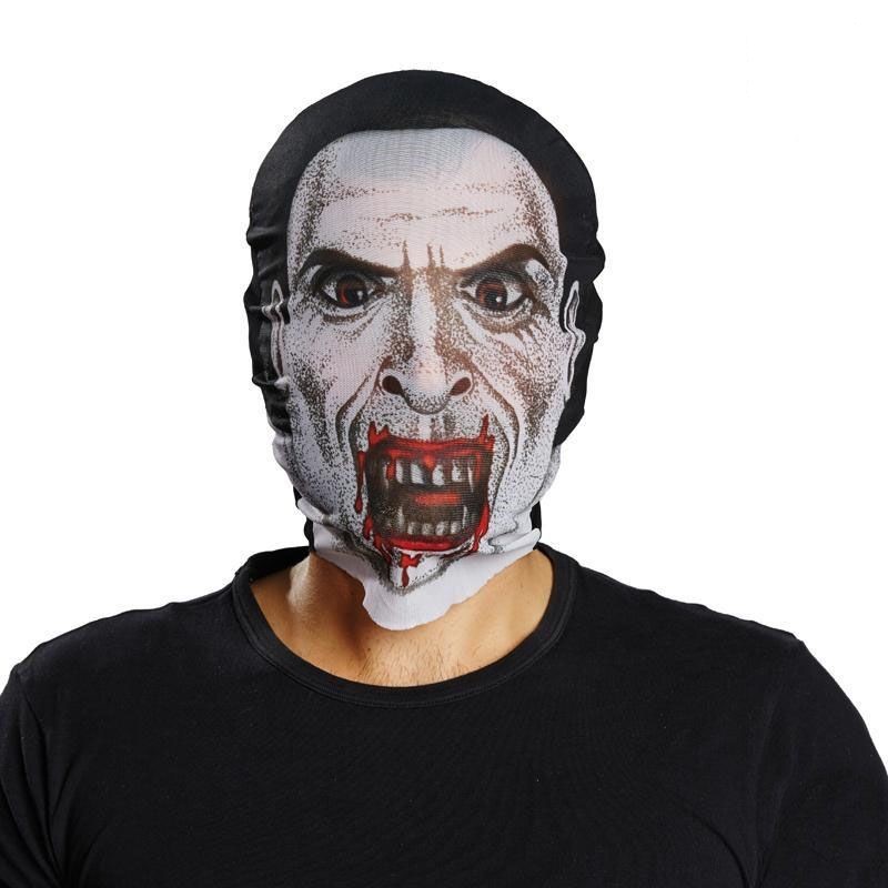 Kafaya Tam Geçmeli Bez Vampir Maskesi - Streç Korku Maskesi - 3D Baskılı Maske Model 2 (4812)
