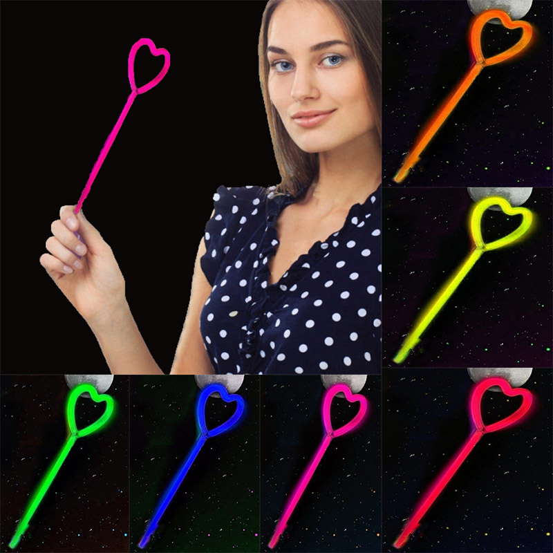 Karanlıkta Yanan Glow Partisi Kalp Şekilli Asa Sopa 6 Renk 6 Adet (4812)