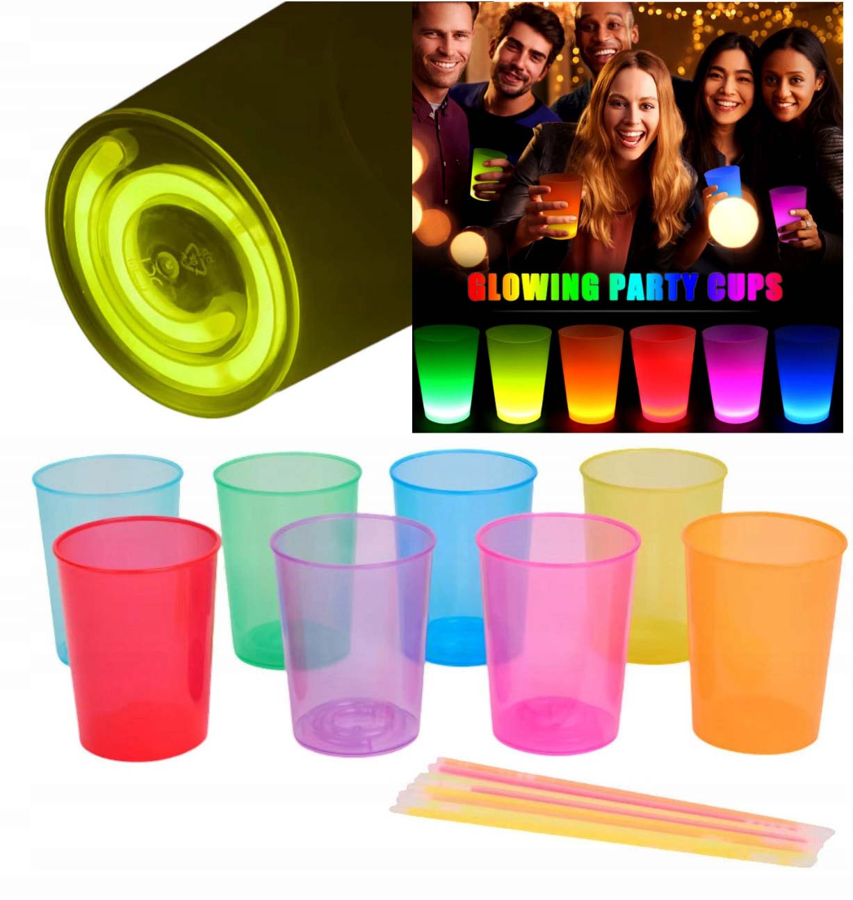 Karanlıkta Yanan Gece Işığı Mega Glow Bardaklar 8 Adet 8.5 x 10.5 cm (4812)