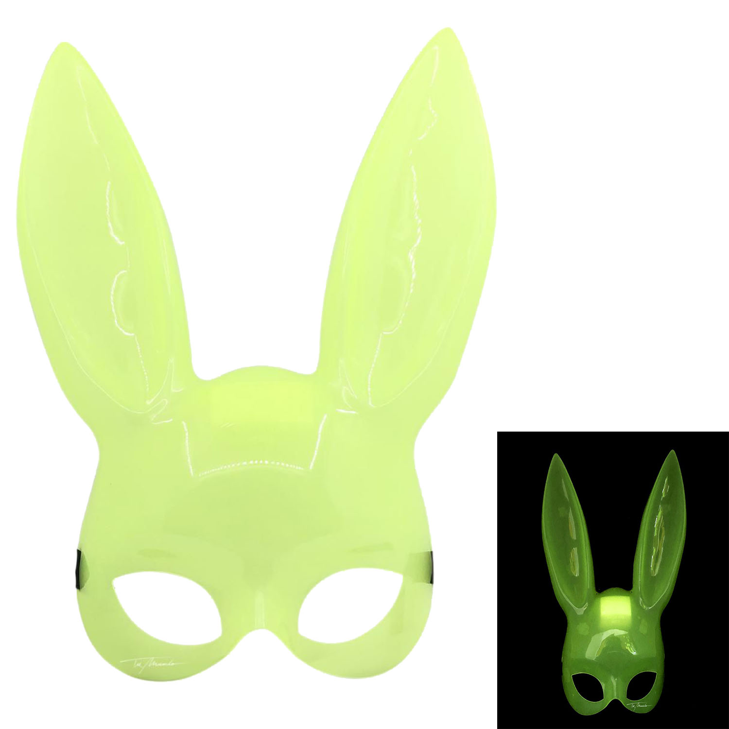 Karanlıkta Yanan Glow Floresan Tavşan Maskesi 32x22 cm (4812)