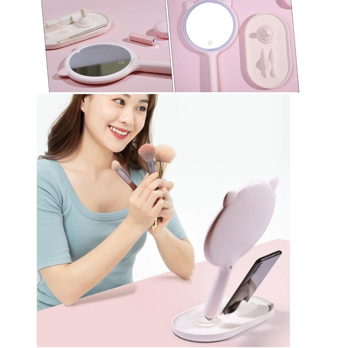 Kedi Kulaklı Telefon Standlı Yuvarlak Dokunmatik Led Ayarlı Masa Üstü Makyaj Aynası (4812) Kedi Kulaklı Telefon Standlı Yuvarlak Dokunmatik Led Ayarlı Masa Üstü Makyaj Aynası (4812)