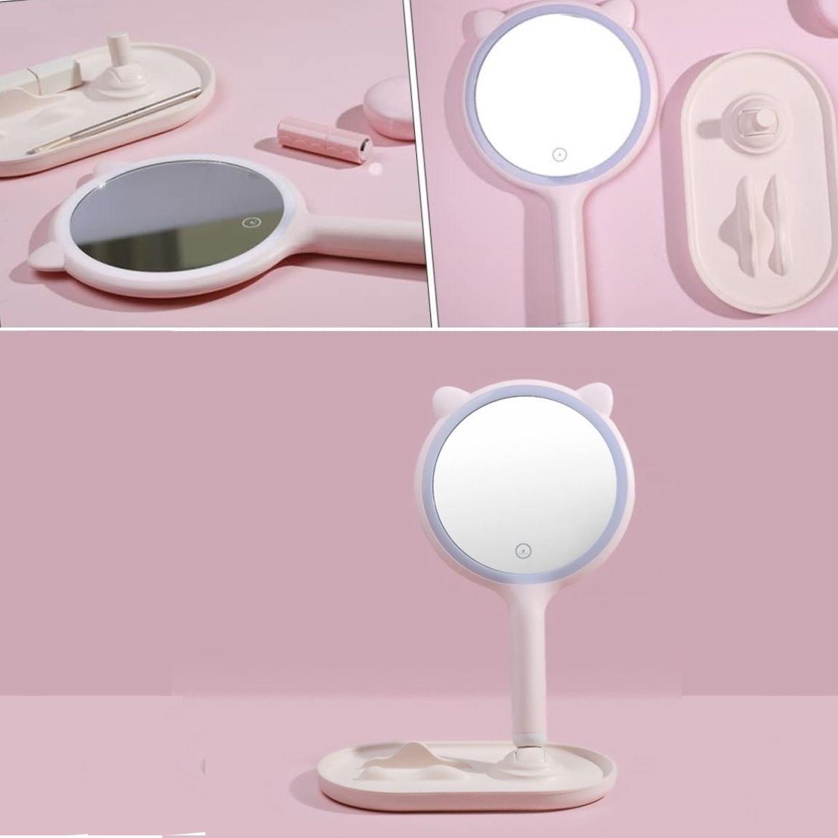 Kedi Kulaklı Telefon Standlı Yuvarlak Dokunmatik Led Ayarlı Masa Üstü Makyaj Aynası (4812) Kedi Kulaklı Telefon Standlı Yuvarlak Dokunmatik Led Ayarlı Masa Üstü Makyaj Aynası (4812)