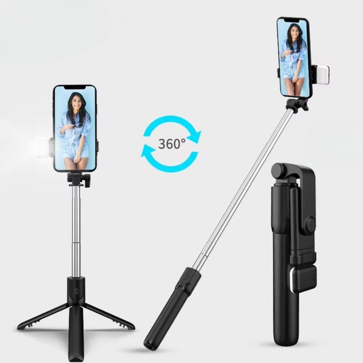 Kendiliğinden LED Işıklı Kumandalı Uzayabilen Selfie Çubuğu,Masa Üstü Tripod (4812) Kendiliğinden LED Işıklı Kumandalı Uzayabilen Selfie Çubuğu,Masa Üstü Tripod (4812)