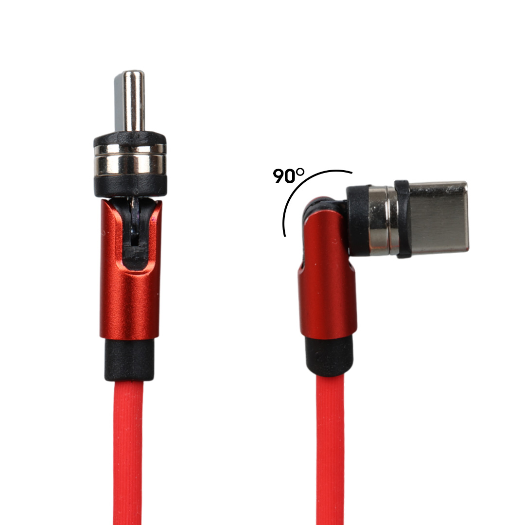 KIRMIZI 3İN1 (TYPE C- LİGHTNİNG- MİCRO USB) MANYETİK UÇ TAŞINABİLİR ŞARJ KABLOSU (4812)