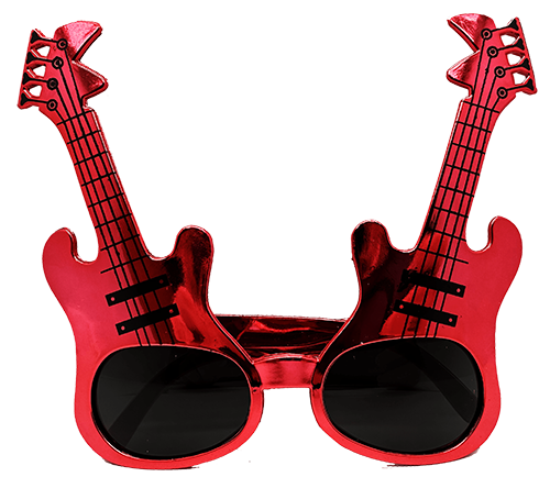 Kırmızı Renk Rockn Roll Gitar Şekilli Parti Gözlüğü 15x15 cm (4812)