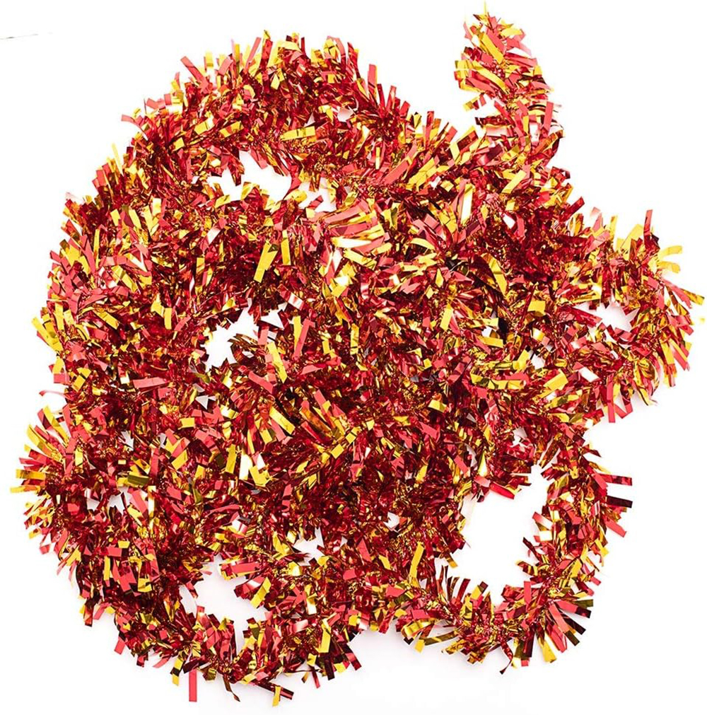 Kırmızı Altın Renk 4 cm Genişlik Garland Çift Renk Sim Süs 180 cm (4812)