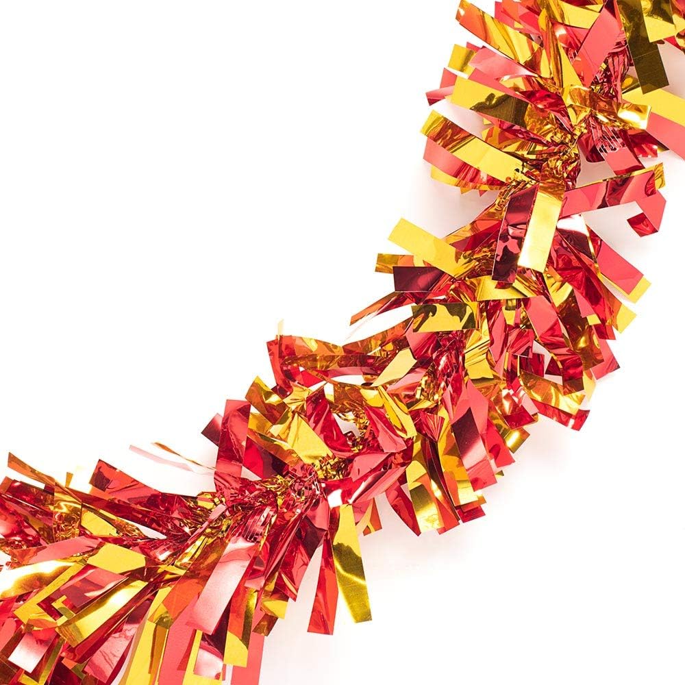 Kırmızı Altın Renk 4 cm Genişlik Garland Çift Renk Sim Süs 180 cm (4812)