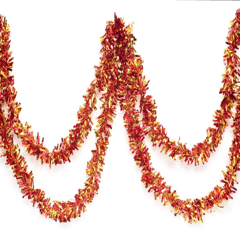 Kırmızı Altın Renk 4 cm Genişlik Garland Çift Renk Sim Süs 180 cm (4812) Kırmızı Altın Renk 4 cm Genişlik Garland Çift Renk Sim Süs 180 cm (4812)