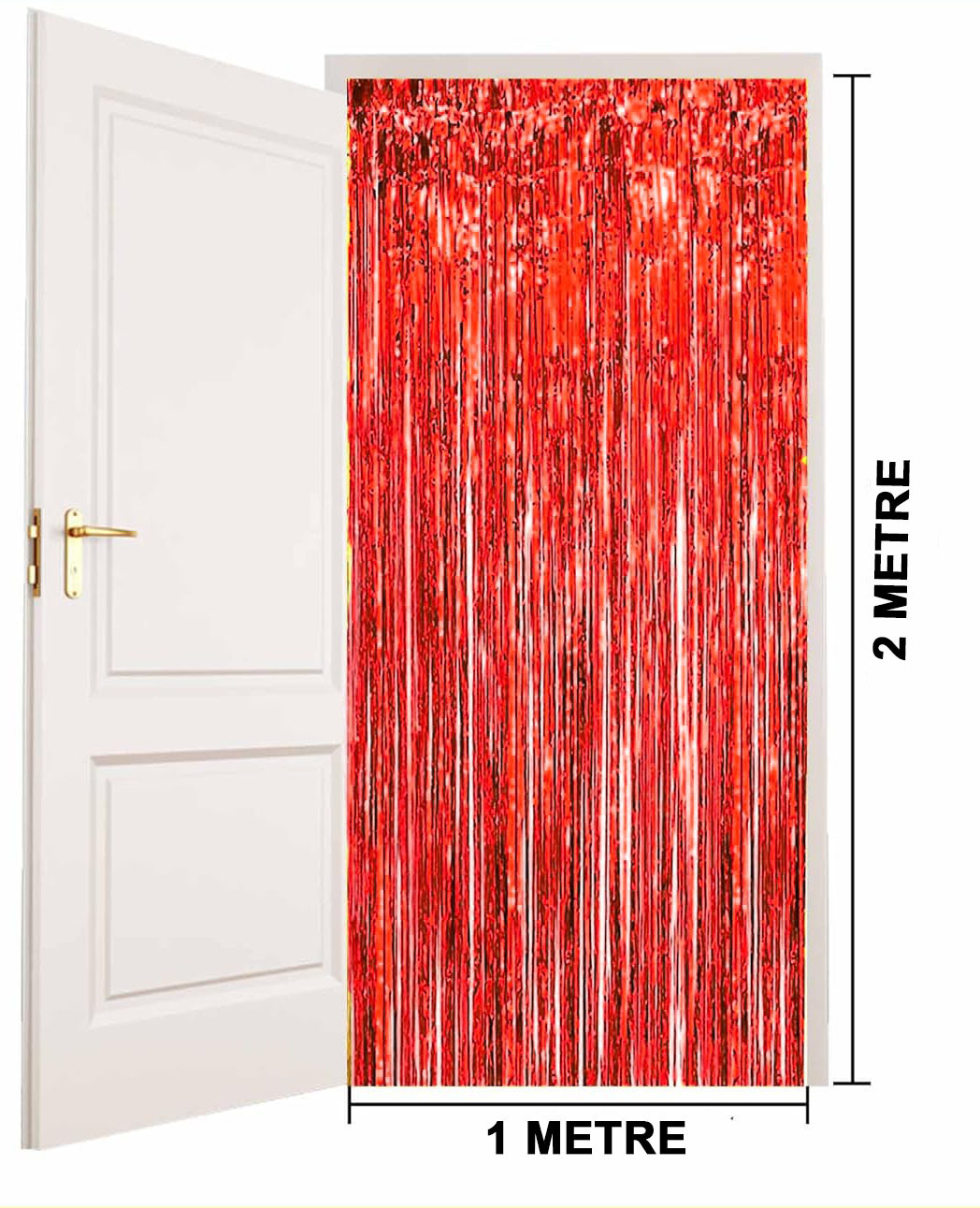Kırmızı Renk Ekstra Metalize Parlak Saçaklı Arka Fon Perde İthal A Kalite 1x2 Metre (4812)