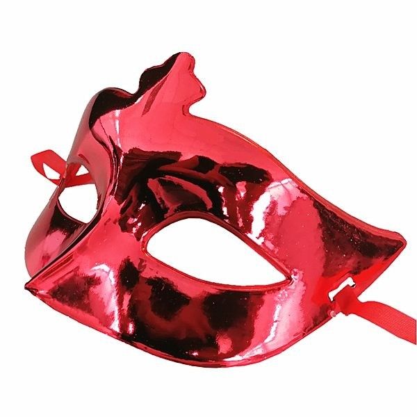 Kırmızı Renk Kostüm Partisi Ekstra Parlak Balo Maskesi 15x10 cm (4812)