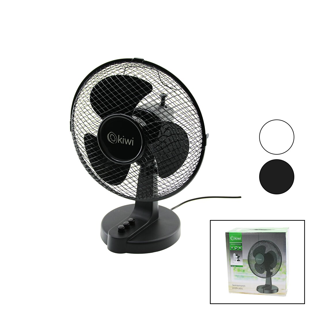 KİWİ KFAN-7609  23CM   MASA ÜSTÜ  VANTİLATÖR  METAL KAFES   2 KADEME HIZ   3 PLASTİK KANAT   18W (4812)