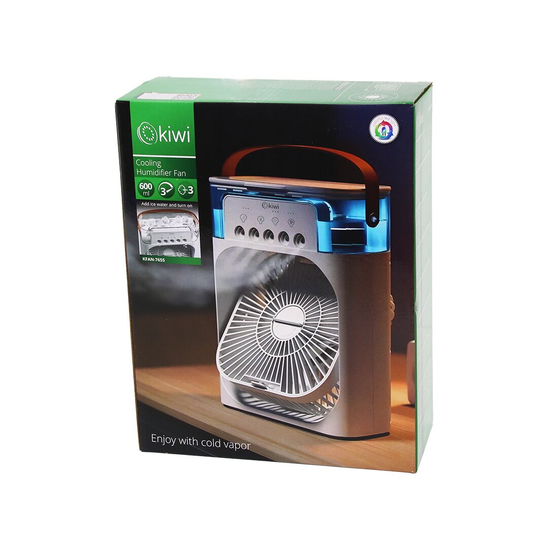 KİWİ KFAN-7655 3İN1=SOĞUK BUHARLI NEMLENDİRME - USB FAN - GECE LAMBA60°MASA ÜSTÜVANTİLATÖR 600ML3KDM HIZ (4812)