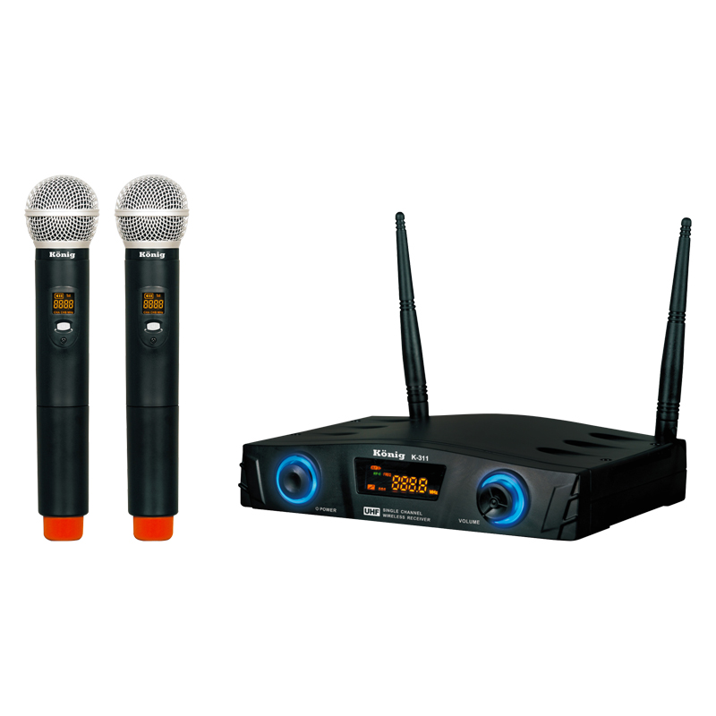 KÖNİG K-312 16 KANAL UHF DIGITAL ÇİFT KANAL 2 EL KABLOSUZ TELSİZ MİKROFON (4812)