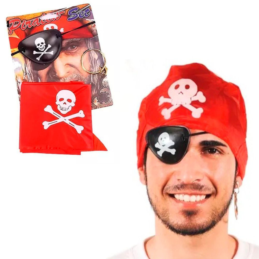 Korsan Bandana Korsan Göz Maskesi ve Korsan Küpesi 3 lü Kostüm Seti (4812)