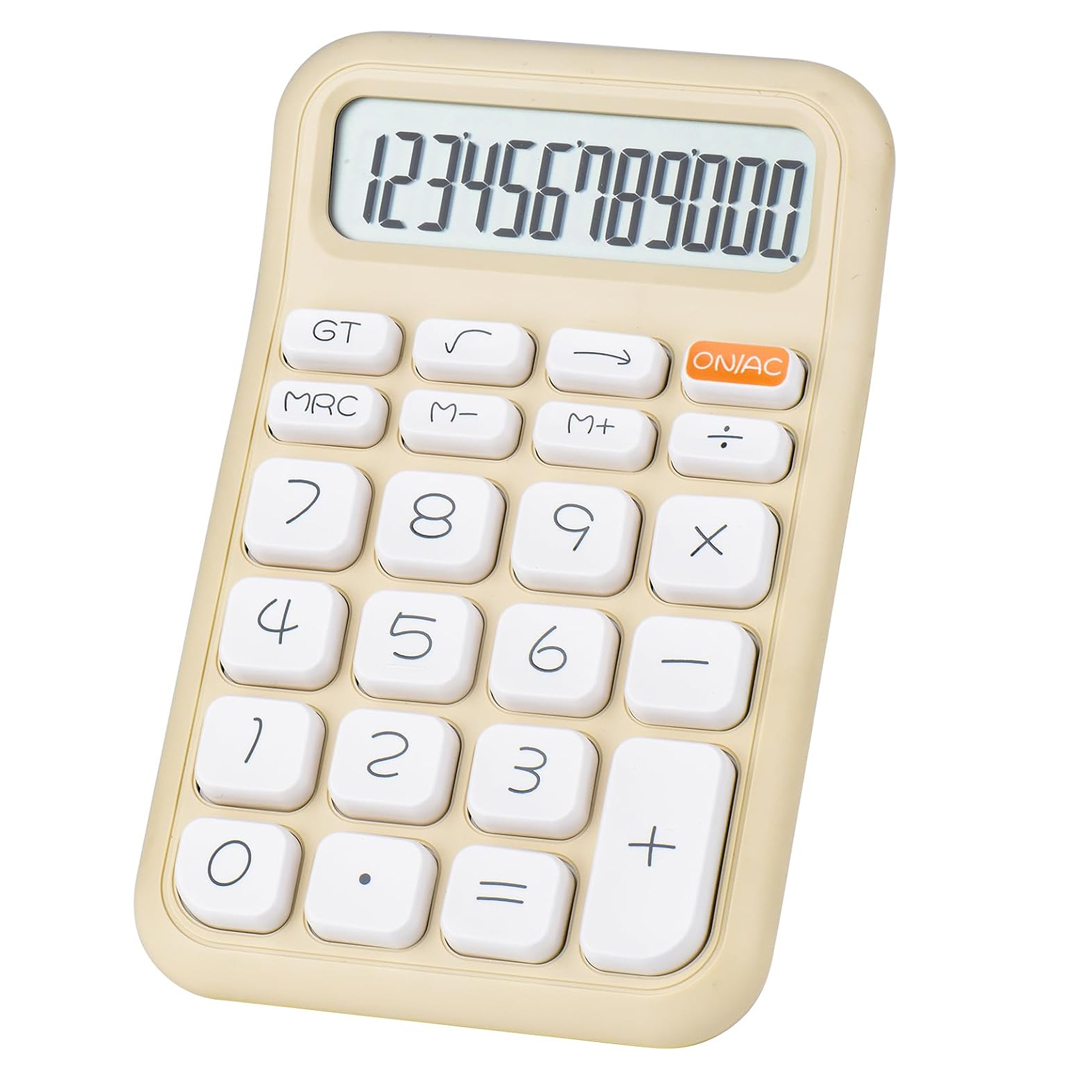 KREM RENK BEYAZ TUŞ 12 HANELİ HESAP MAKİNESİ (4812)