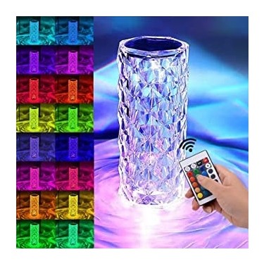 Kristal Elmas Masa Lambası 16 Renk USB Şarjlı Dokunmatik (4812)