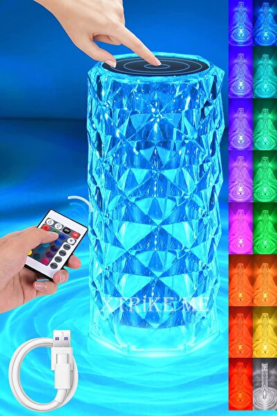 Kristal Elmas Masa Lambası 16 Renk USB Şarjlı Dokunmatik (4812) Kristal Elmas Masa Lambası 16 Renk USB Şarjlı Dokunmatik (4812)