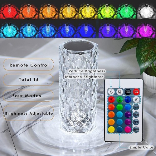 Kristal Elmas Masa Lambası 16 Renk USB Şarjlı Dokunmatik (4812) Kristal Elmas Masa Lambası 16 Renk USB Şarjlı Dokunmatik (4812)