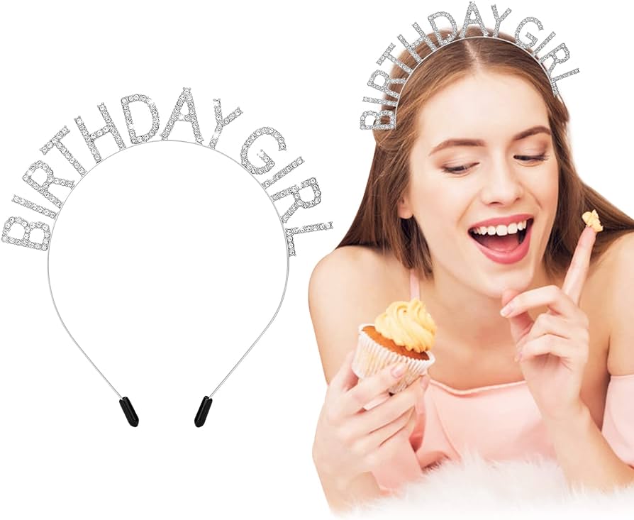 Kristal Taşlı Gümüş Birthday Girl Yazılı Doğum Günü Parti Tacı 19x11 cm (4812)