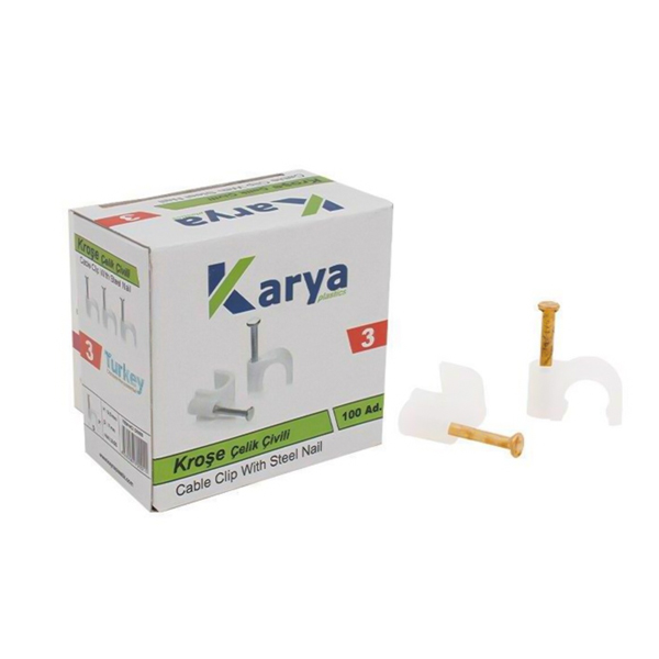 KROŞE 3 NUMARA ÇELİK ÇİVİLİ 7 MM (2*1.5 - 3*1.5 TTR KABLOLAR İÇİN) 100LÜ POŞET KARYA (4812)